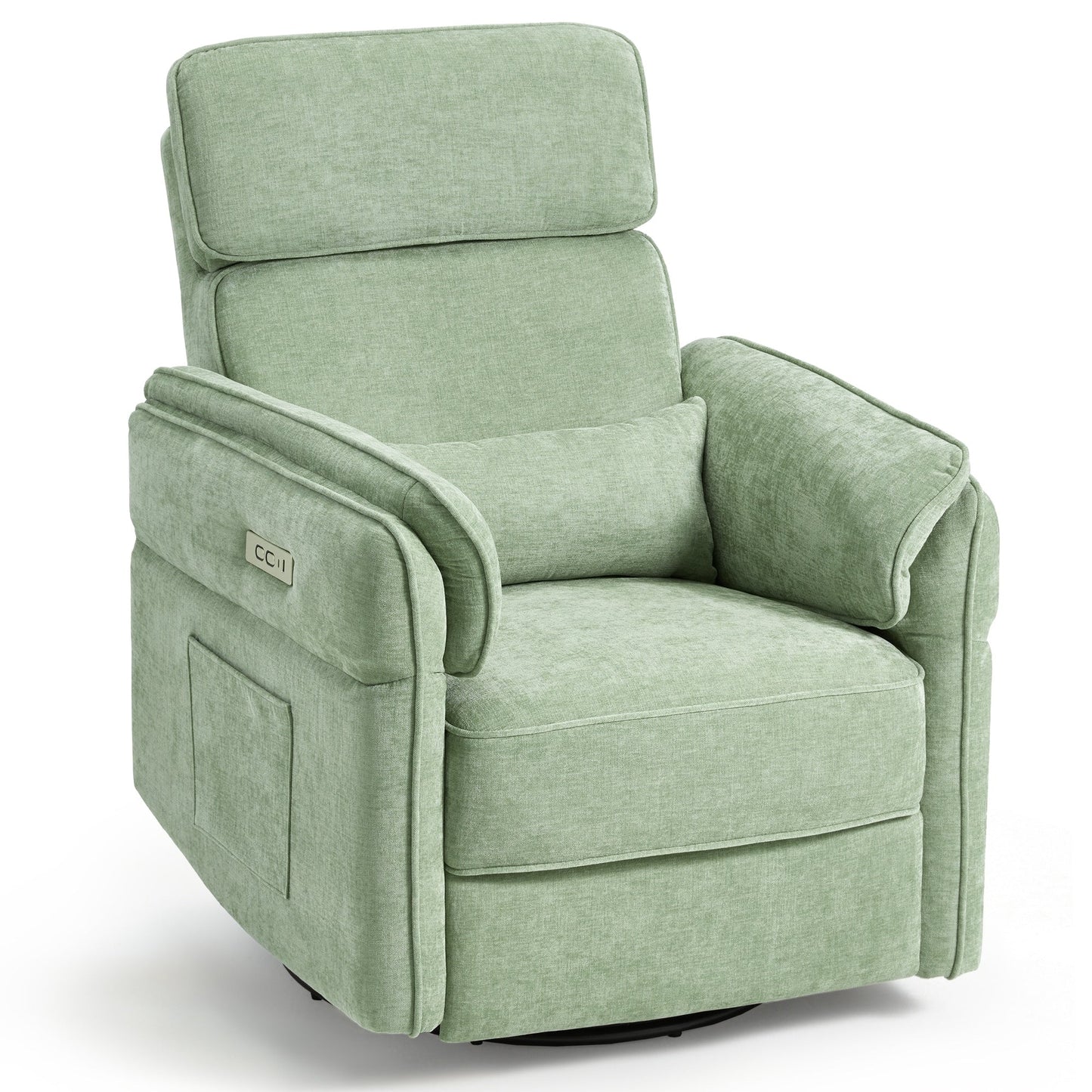 Poltrona reclinabile girevole elettrica EROMMY con poggiatesta e braccioli regolabili, ricarica USB e Type-C, poltrona reclinabile per bambini