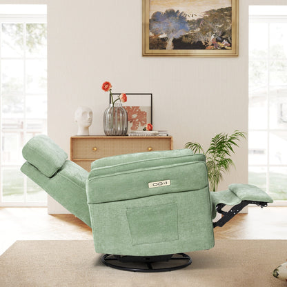 Poltrona reclinabile girevole elettrica EROMMY con poggiatesta e braccioli regolabili, ricarica USB e Type-C, poltrona reclinabile per bambini