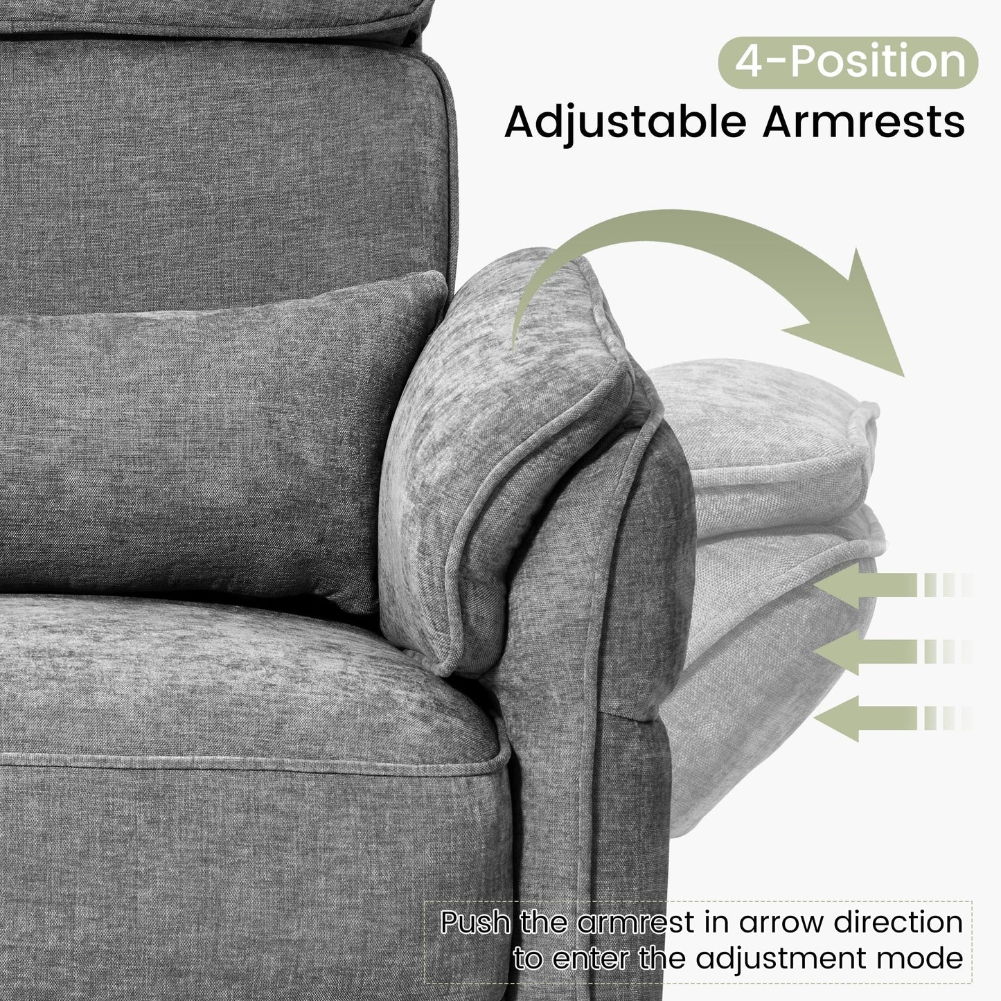 Poltrona reclinabile girevole elettrica EROMMY con poggiatesta e braccioli regolabili, ricarica USB e Type-C, poltrona reclinabile per bambini