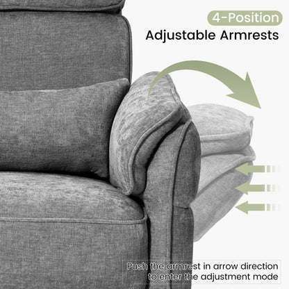 Poltrona reclinabile girevole elettrica EROMMY con poggiatesta e braccioli regolabili, ricarica USB e Type-C, poltrona reclinabile per bambini