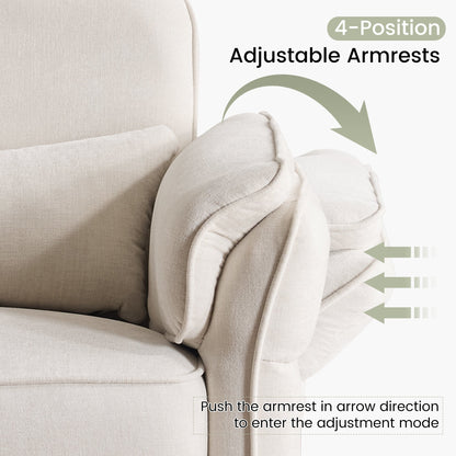 Poltrona reclinabile girevole elettrica EROMMY con poggiatesta e braccioli regolabili, ricarica USB e Type-C, poltrona reclinabile per bambini