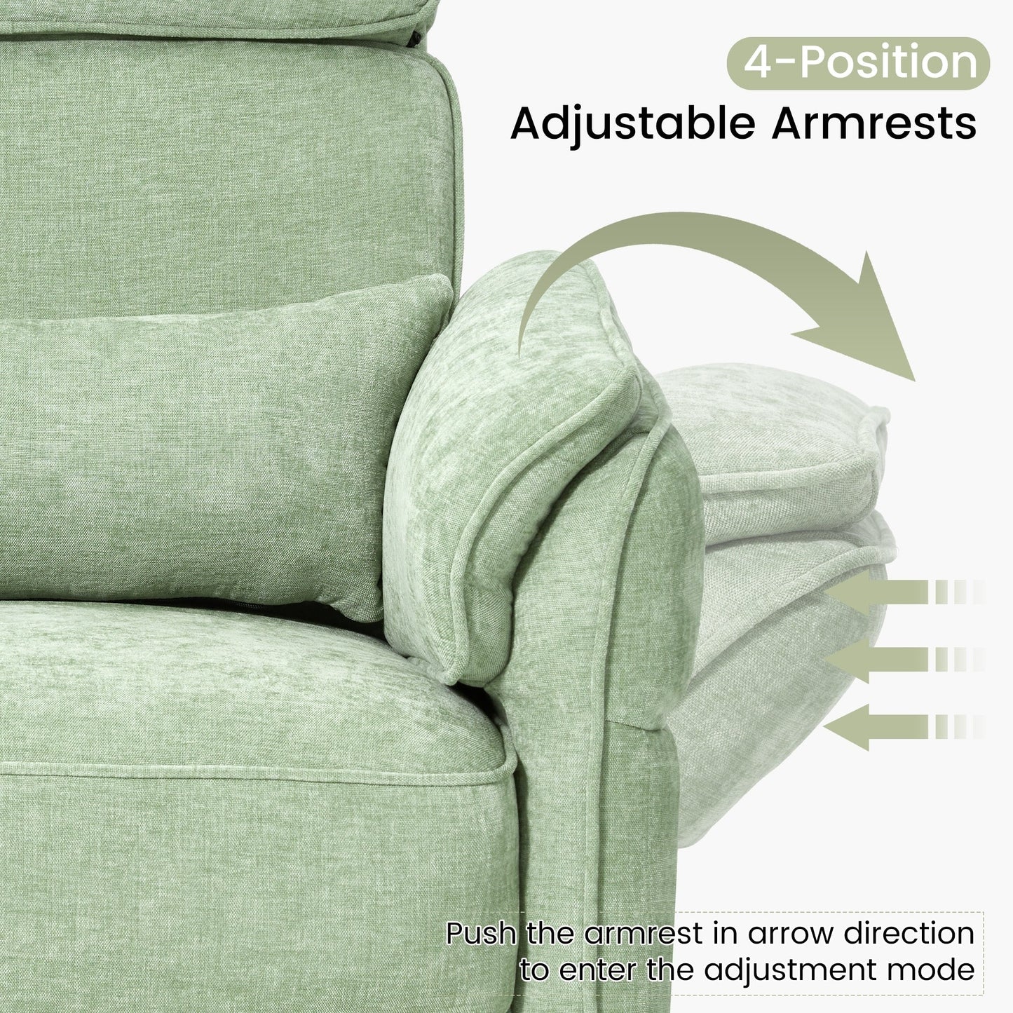 Poltrona reclinabile girevole elettrica EROMMY con poggiatesta e braccioli regolabili, ricarica USB e Type-C, poltrona reclinabile per bambini