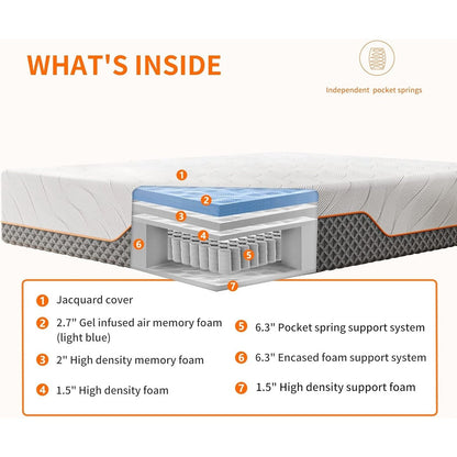 Materasso in memory foam ibrido ESHINE da 14 pollici per letto regolabile