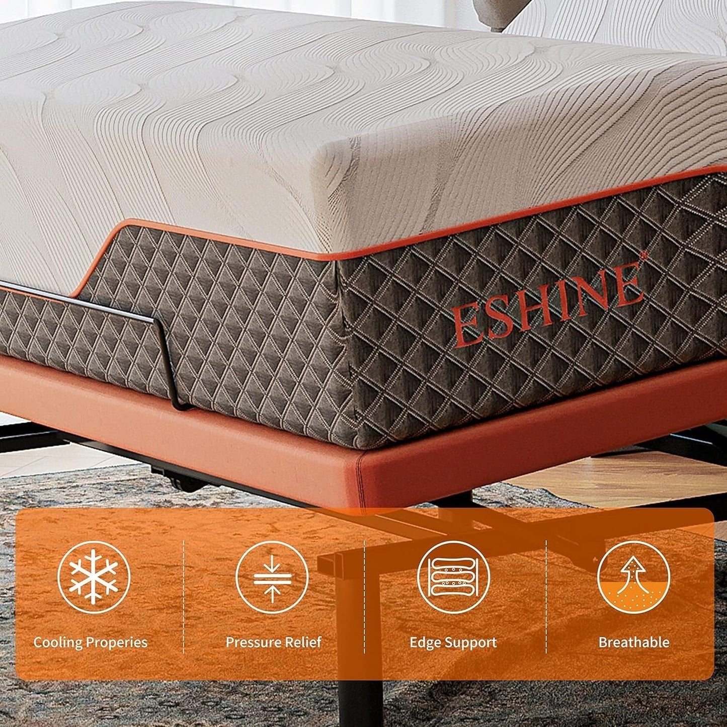 Materasso in memory foam ibrido ESHINE da 14 pollici per letto regolabile