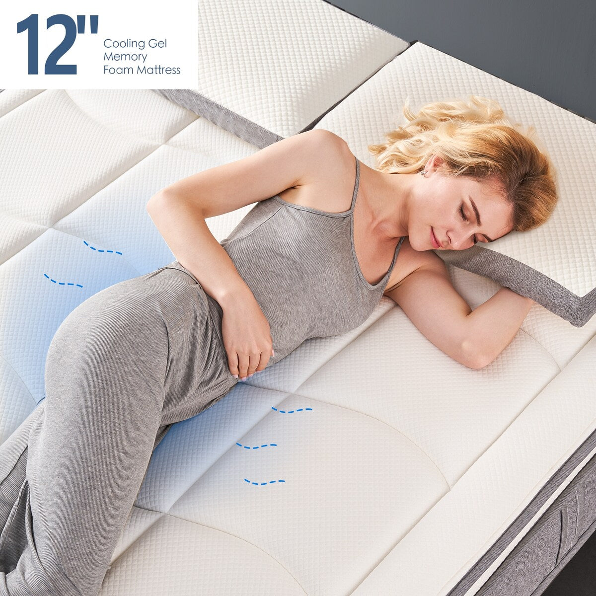 10 Materassi, Materasso a molle insacchettate in memory foam, Supporto per il sonno, Materasso dalla sensazione di rigidità media in una scatola
