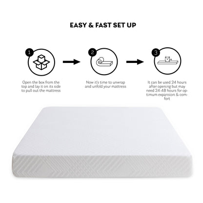 Materasso in memory foam al tè verde, materasso in memory foam in gel da 8 pollici per un sonno fresco, letto in una scatola