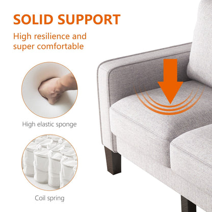 Divano imbottito a 3 posti con pouf, fodera per cuscino rimovibile e piccolo spazio di archiviazione