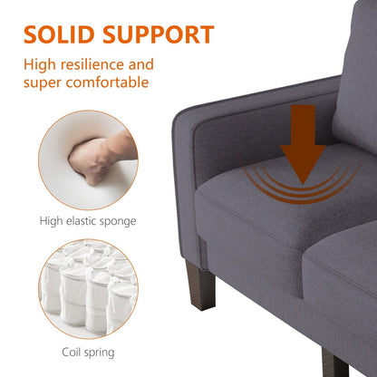 Divano imbottito a 3 posti con pouf, fodera per cuscino rimovibile e piccolo spazio di archiviazione