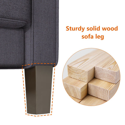 Divano imbottito a 3 posti con pouf, fodera per cuscino rimovibile e piccolo spazio di archiviazione