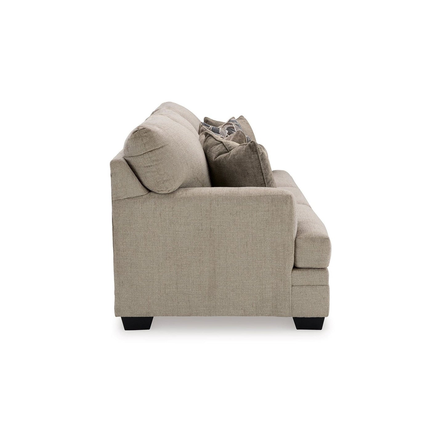 Divano letto Ead, letto matrimoniale in memory foam, 4 cuscini decorativi, marrone talpa