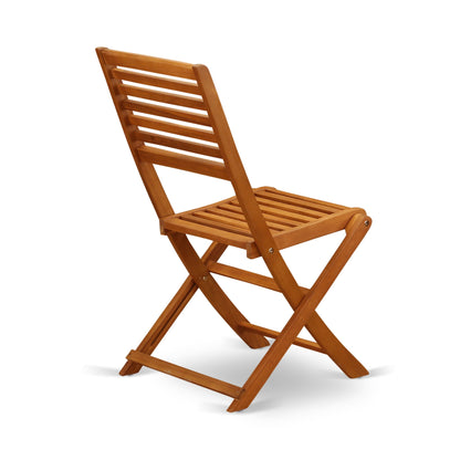 Il set da bistrot per conversazione all'aperto East West Furniture contiene un tavolino da caffè rotondo in legno e 2 sedie laterali pieghevoli, olio naturale