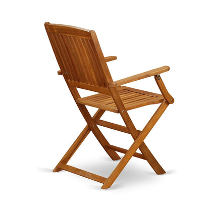 Set da tavolo da giardino East West Furniture - Tavolo in legno di acacia e sedie pieghevoli con sedie laterali, olio naturale (opzioni pezzi)