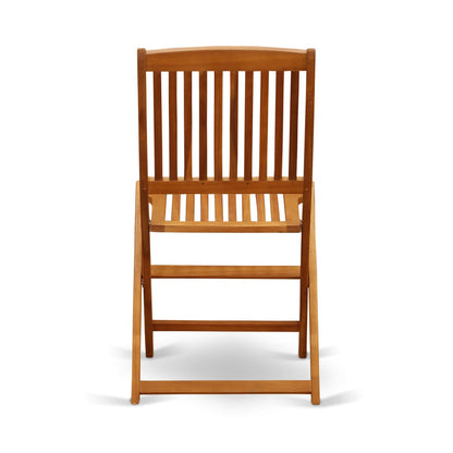 Set da tavolo da giardino East West Furniture - Tavolo in legno di acacia e sedie pieghevoli con sedie laterali, olio naturale (opzioni pezzi)