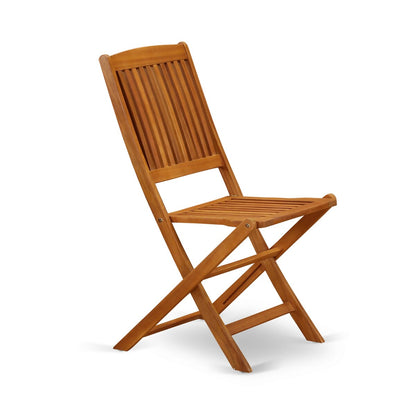 Set da tavolo da giardino East West Furniture - Tavolo in legno di acacia e sedie pieghevoli con sedie laterali, olio naturale (opzioni pezzi)