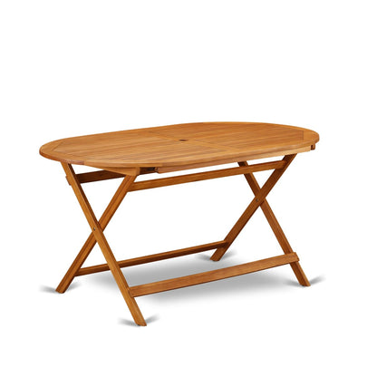 Set da tavolo da giardino East West Furniture - Tavolo in legno di acacia e sedie pieghevoli con sedie laterali, olio naturale (opzioni pezzi)