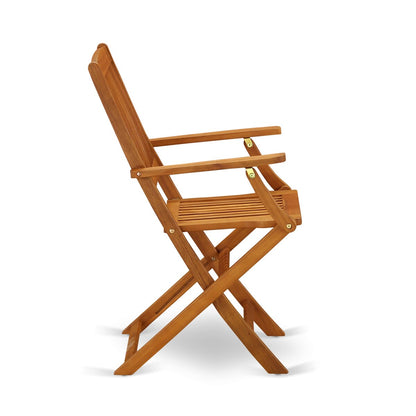 Set da tavolo da giardino East West Furniture - Tavolo in legno di acacia e sedie pieghevoli con sedie laterali, olio naturale (opzioni pezzi)