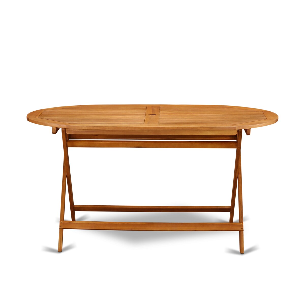 Set da tavolo da giardino East West Furniture - Tavolo in legno di acacia e sedie pieghevoli con sedie laterali, olio naturale (opzioni pezzi)