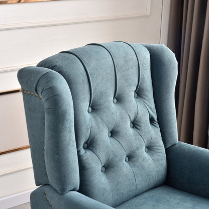 Poltrona reclinabile con schienale imbottito e gambe in legno