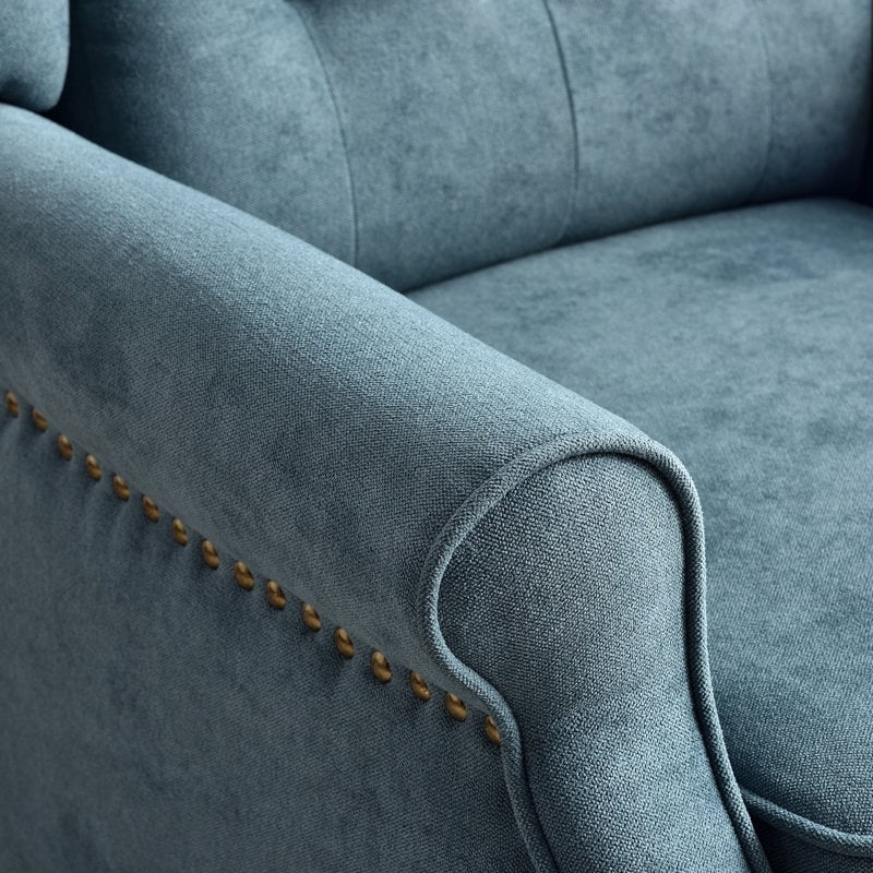 Poltrona reclinabile con schienale imbottito e gambe in legno