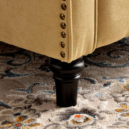 Poltrona reclinabile con schienale imbottito e gambe in legno