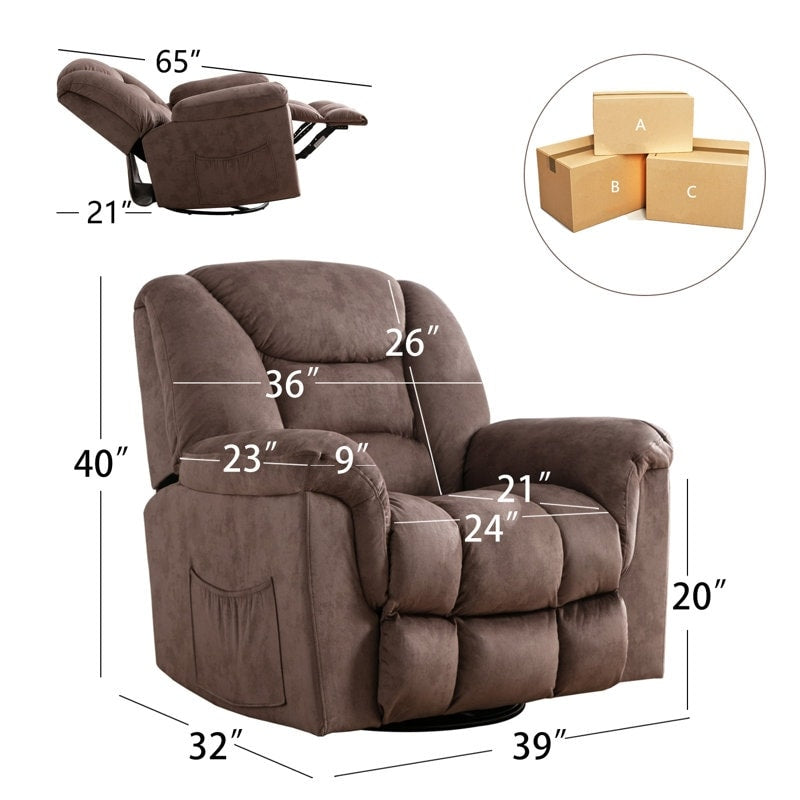 Poltrona reclinabile girevole manuale oversize Ebello