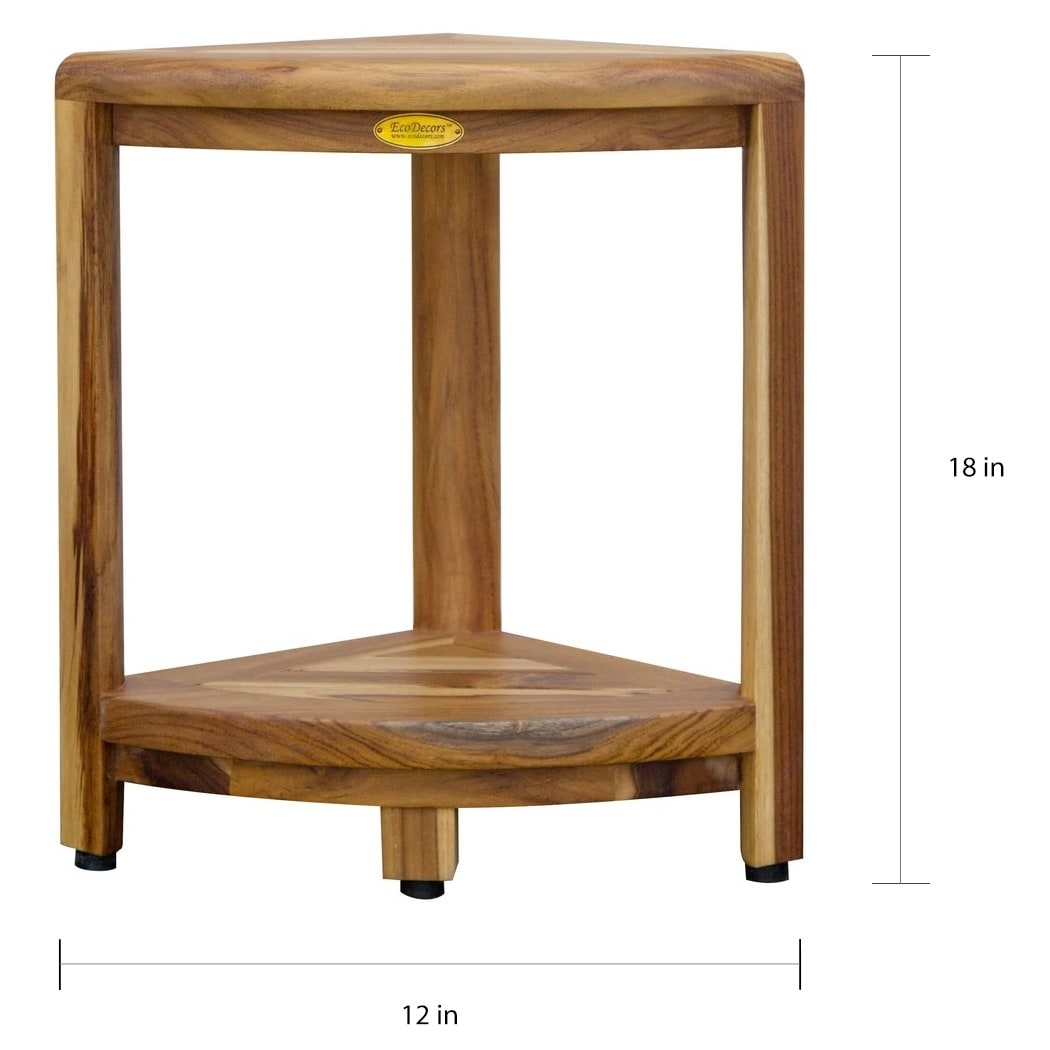 EcoDecors, Mensola angolare in legno di teak, Poggiapiedi per la rasatura della doccia, Sgabello in teak per doccia interna, 18 pollici