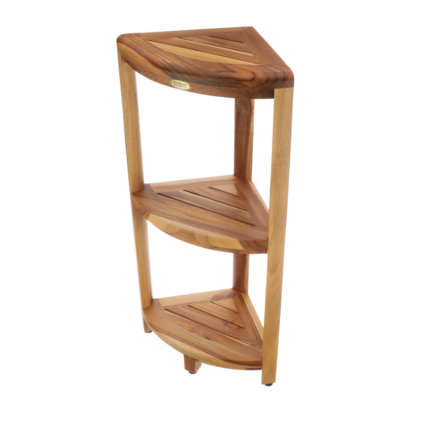 EcoDecors, tavolo da doccia a 3 livelli, portaoggetti da doccia in piedi, portaoggetti da doccia in teak, supporto per organizer da doccia, mensola in teak, mensola da doccia in teak