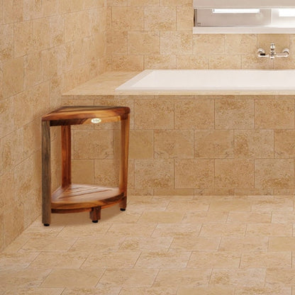 EcoDecors, Mensola angolare in legno di teak, Poggiapiedi per la rasatura della doccia, Sgabello in teak per doccia interna, 18 pollici