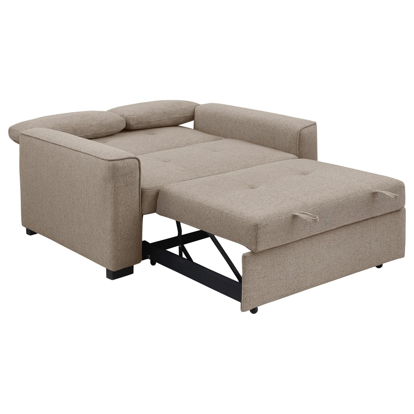 Divano letto trasformabile Edina, 2 cuscini, tessuto beige, 75 pollici