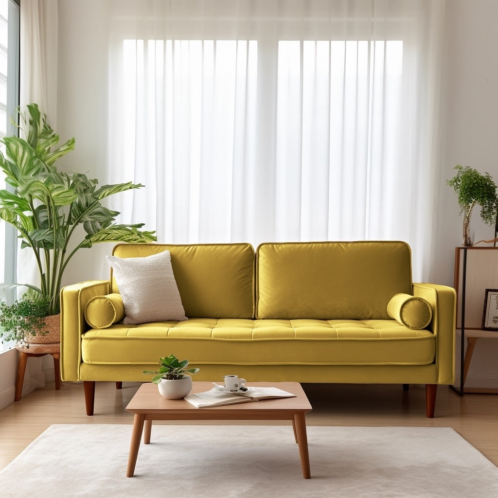 Divano con braccioli quadrati in velluto Edona 70