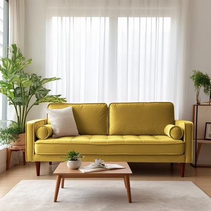 Divano con braccioli quadrati in velluto Edona 70