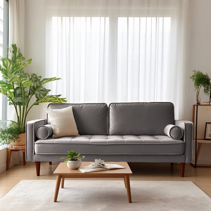 Divano con braccioli quadrati in velluto Edona 70