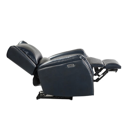 Poltrona reclinabile elettrica in vera pelle Eduardo con porta USB, set da 2