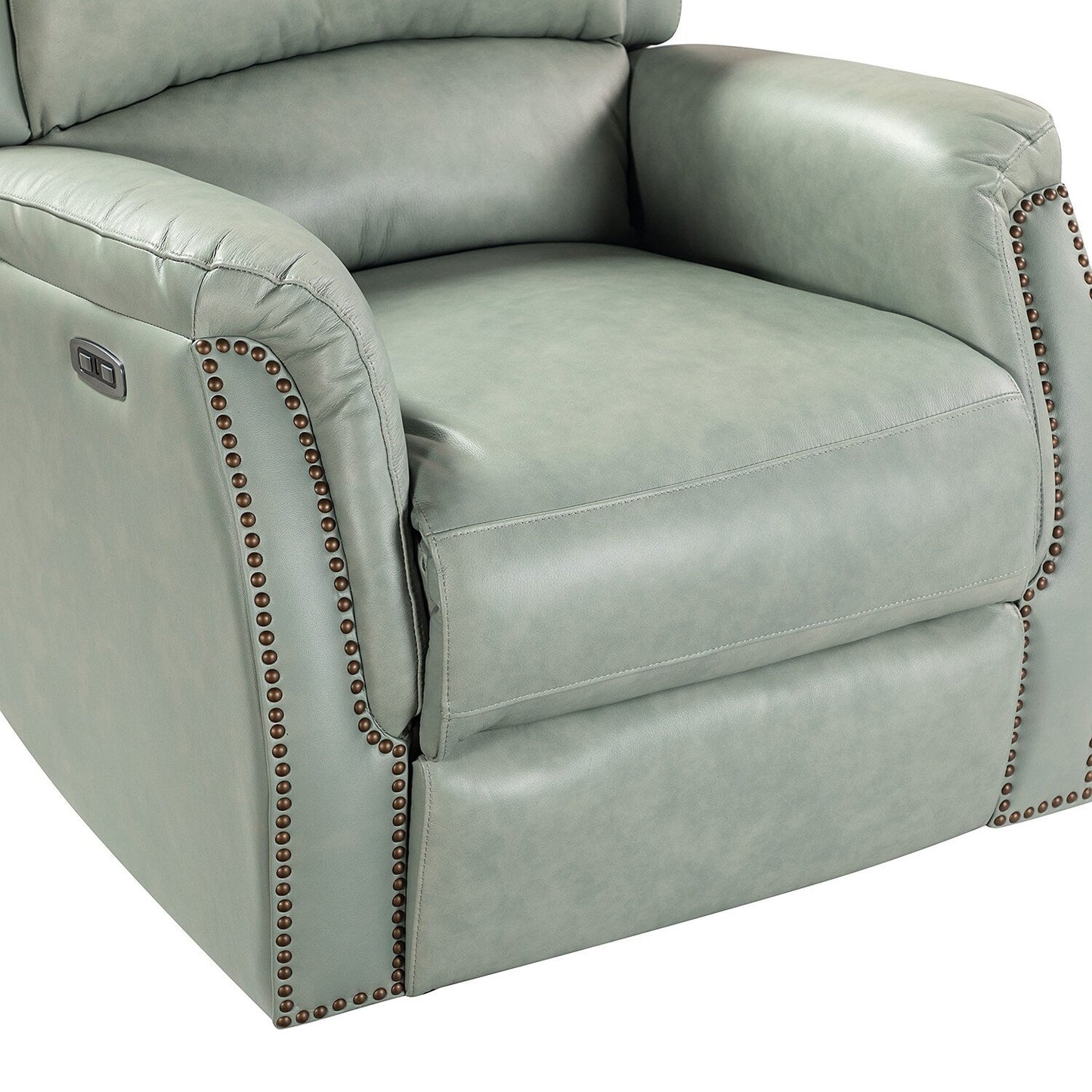 Poltrona reclinabile elettrica in vera pelle Eduardo con porta USB, set da 2