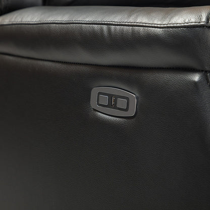 Poltrona reclinabile elettrica in vera pelle Eduardo con porta USB, set da 2