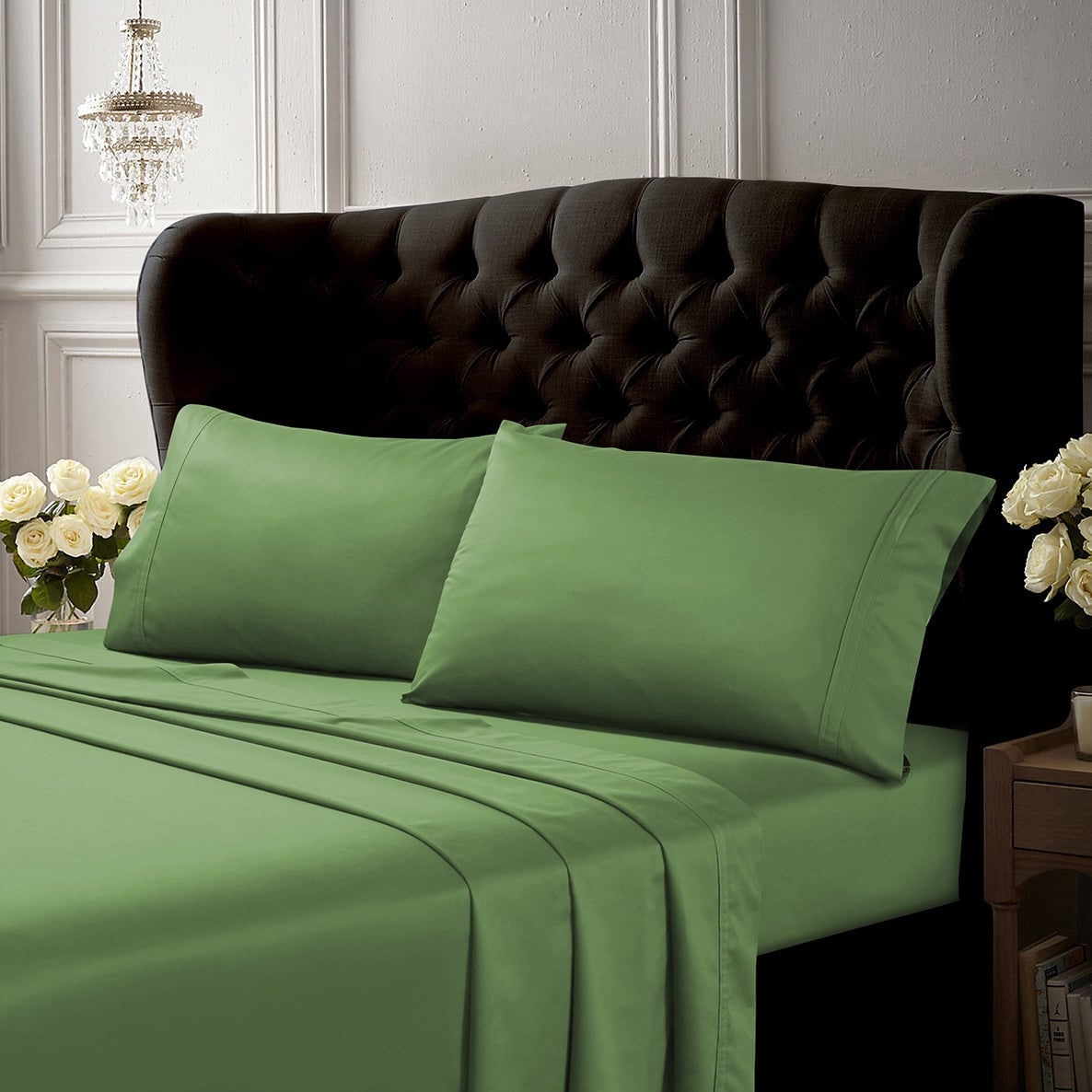 Set di lenzuola da letto in cotone egiziano 500 TC con tasche extra profonde, 6 pezzi