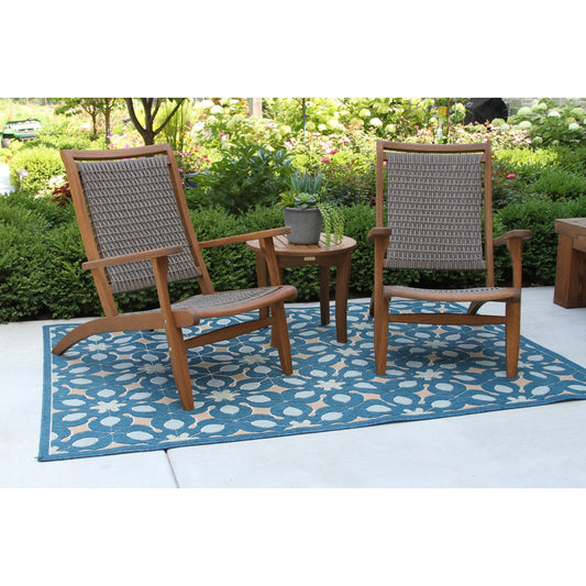 Eilaf Set di 3 sedie a sdraio in vimini di eucalipto con tavolino rotondo