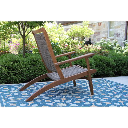 Eilaf Set di 3 sedie a sdraio in vimini di eucalipto con tavolino rotondo