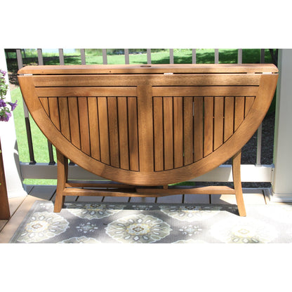 Tavolo da pranzo pieghevole in eucalipto e sedie impilabili Eilaf da 5 pezzi