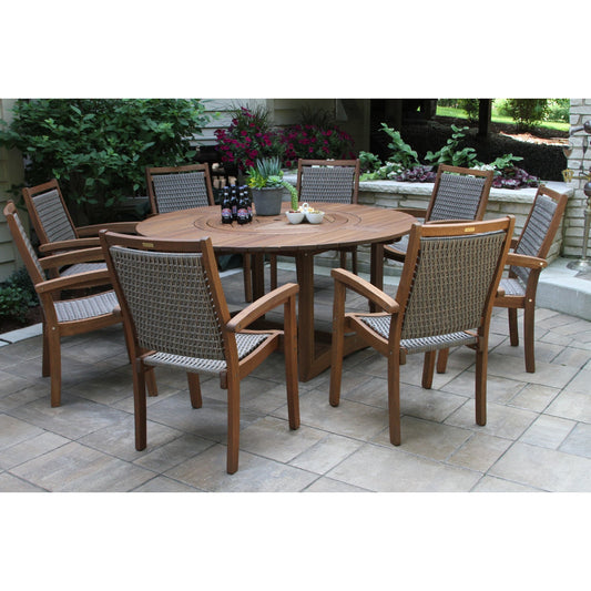 Eilaf Set Lazy Susan da 9 pezzi con sedie impilabili in vimini