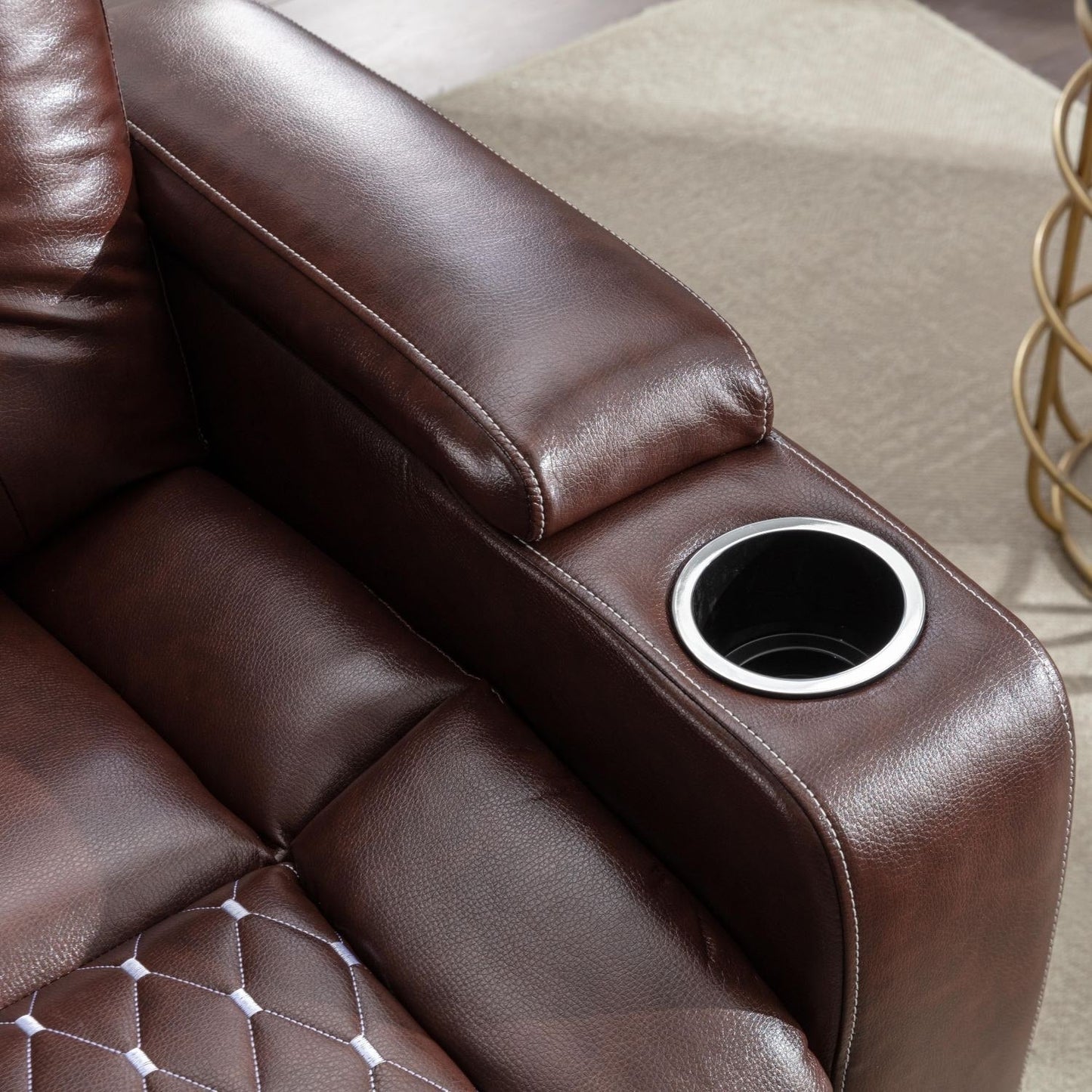 Divano reclinabile singolo imbottito elettrico per home theater con braccioli nascosti