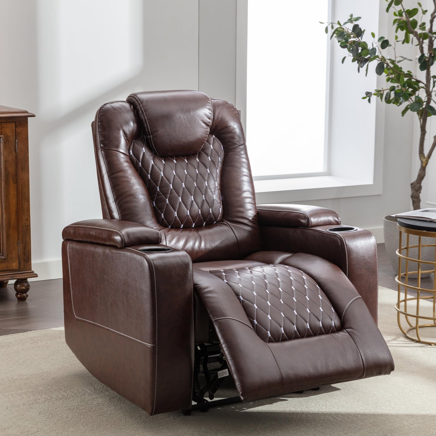 Divano reclinabile singolo imbottito elettrico per home theater con braccioli nascosti