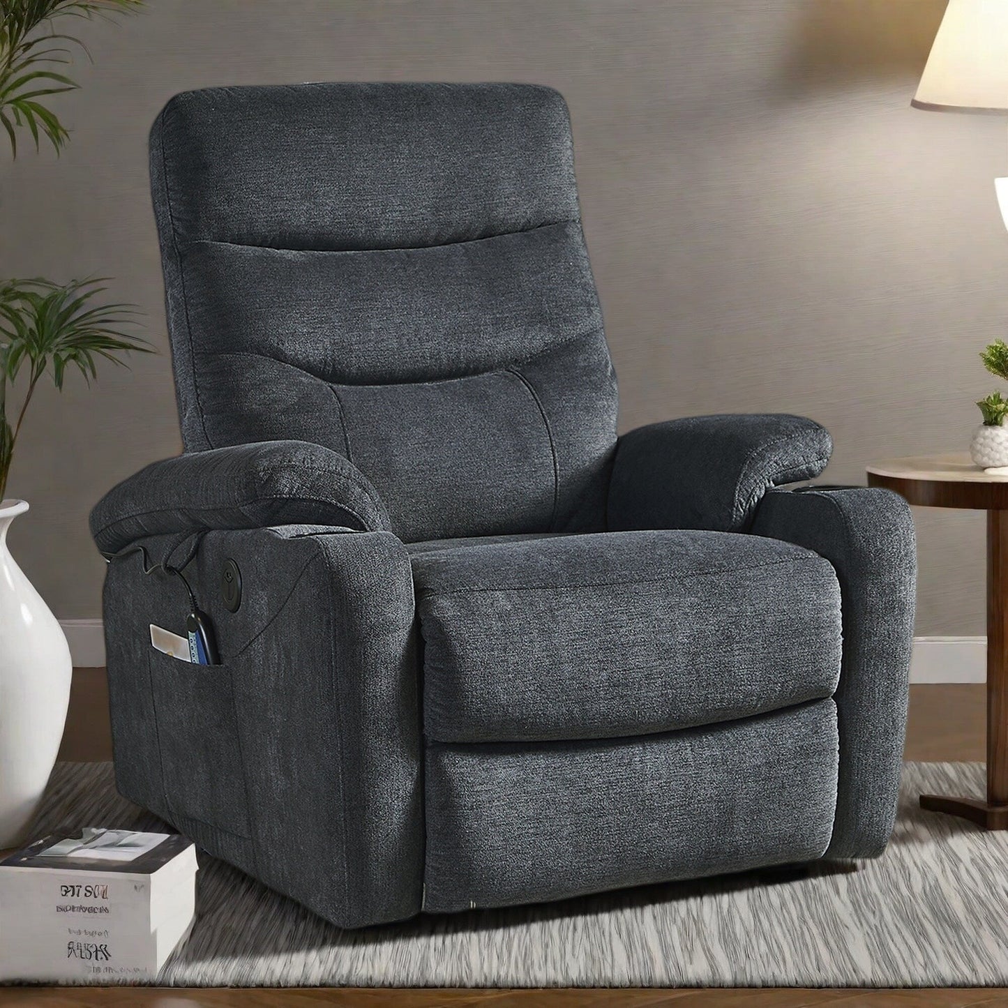 Poltrona reclinabile elettrica con massaggio, riscaldamento lombare, capacità di carico di 350 libbre, reclinazione regolabile da 45° a 165°