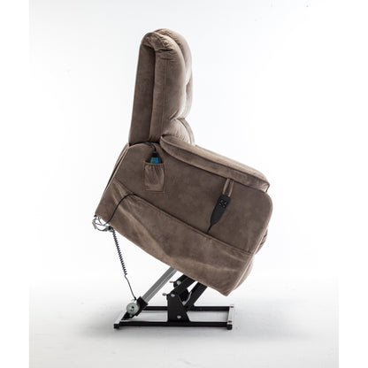 Poltrona reclinabile elettrica per anziani con reclinazione completa di 180°, motore OKIN, seduta ampia e tasche laterali