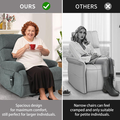 Poltrona reclinabile elettrica per anziani con telecomando, tasca laterale, supporto ergonomico e seduta spaziosa