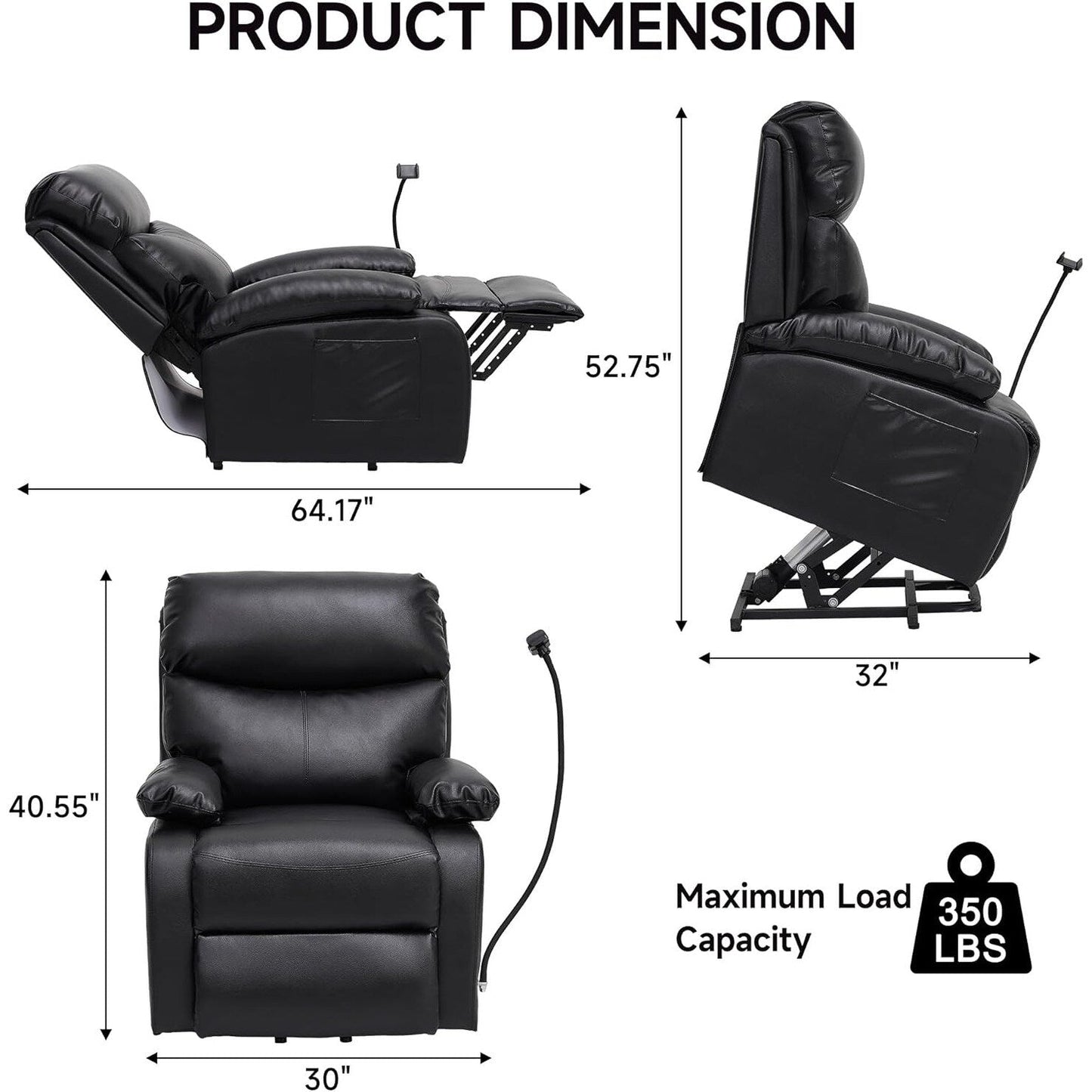 Poltrona reclinabile elettrica, poltrona reclinabile elettrica con tessuto impermeabile