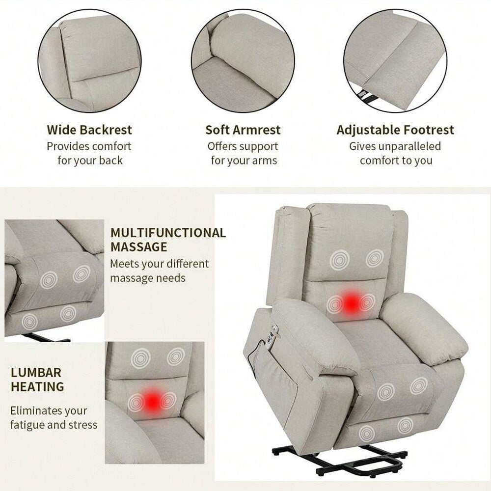 Poltrona reclinabile elettrica con massaggio, sollevamento multifunzione, temporizzazione