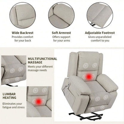 Poltrona reclinabile elettrica con massaggio, sollevamento multifunzione, temporizzazione