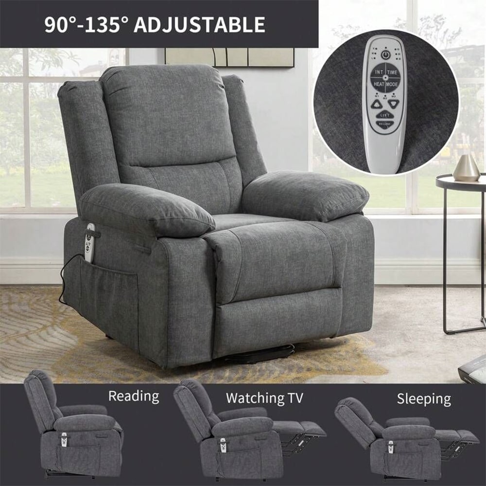 Poltrona reclinabile elettrica con massaggio, sollevamento multifunzione, temporizzazione