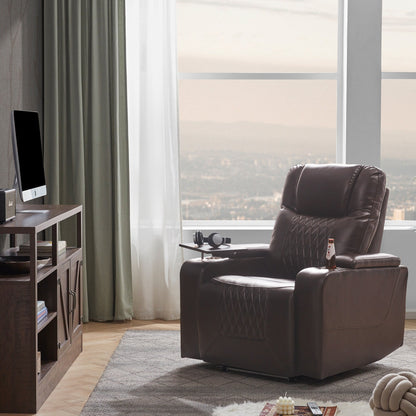 Poltrona reclinabile elettrica con USB, vassoio girevole e bracciolo portaoggetti